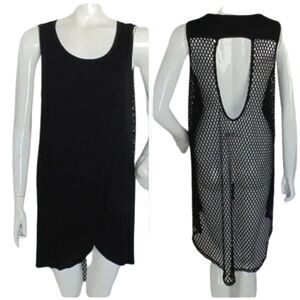 LILY BLEU BEACH Swim Cover, M, Black Jersey/Mesh, Huge Keyhole back, Cover up